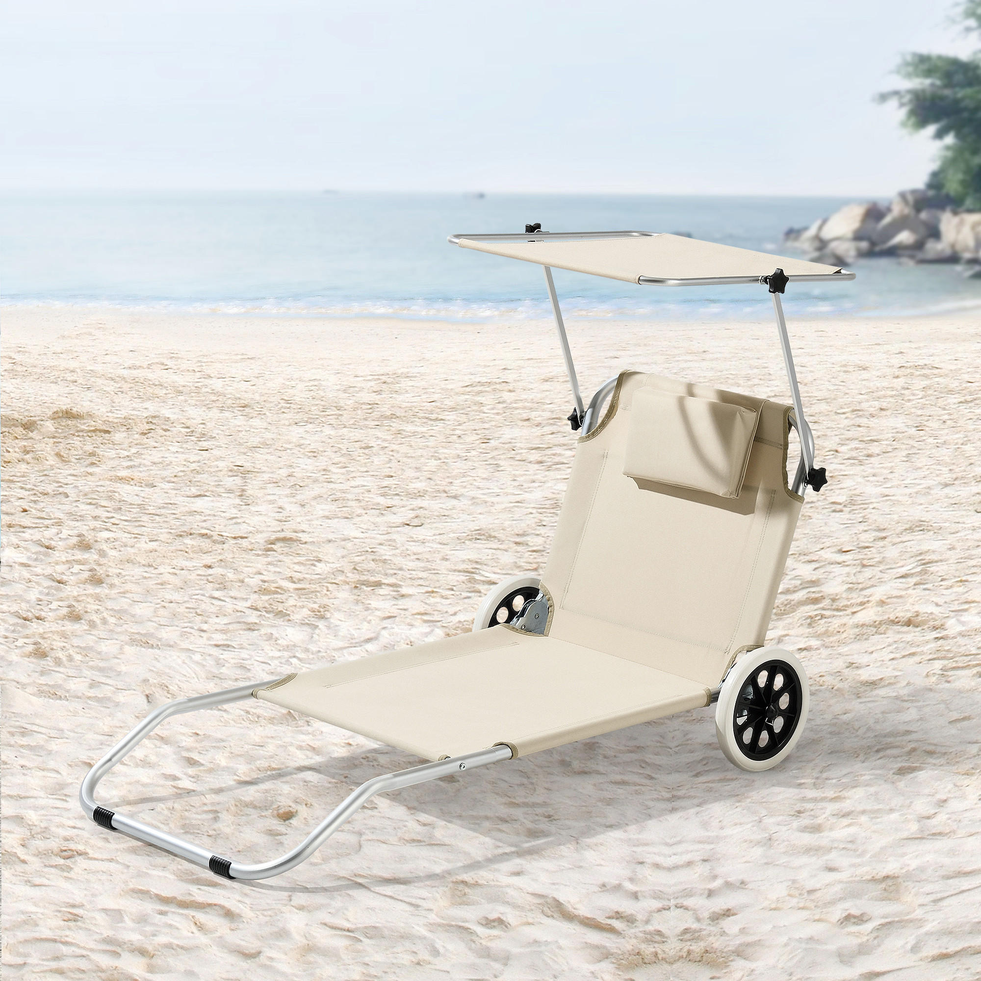SONNENLIEGE Lazkano - Beige, Metall (150/60/52.5cm) - [en.casa]