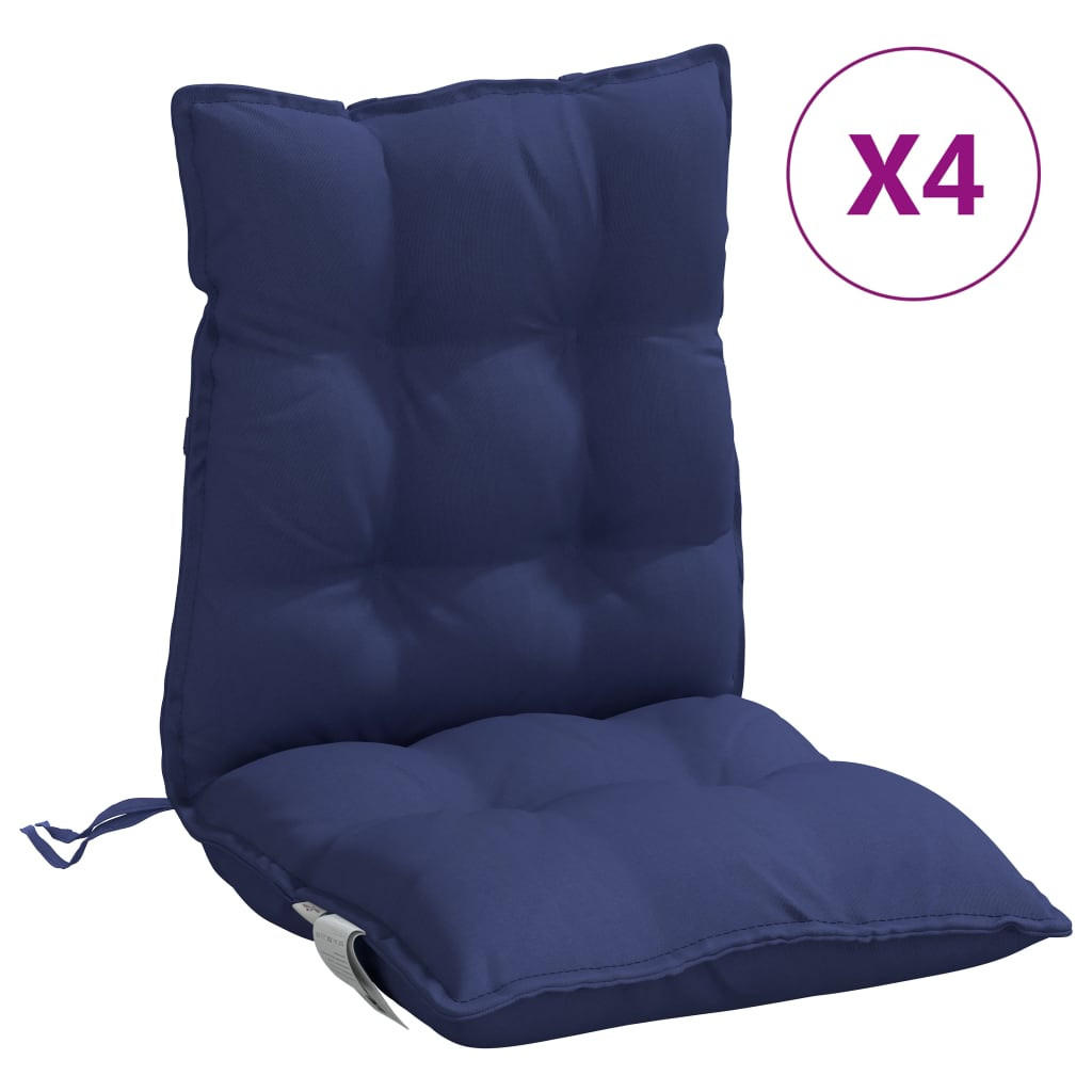 NIEDRIGLEHNER-AUFLAGEN 4 Stk. Marineblau Oxford-Gewebe - Blau, Textil (50/7/100cm) - vidaXL