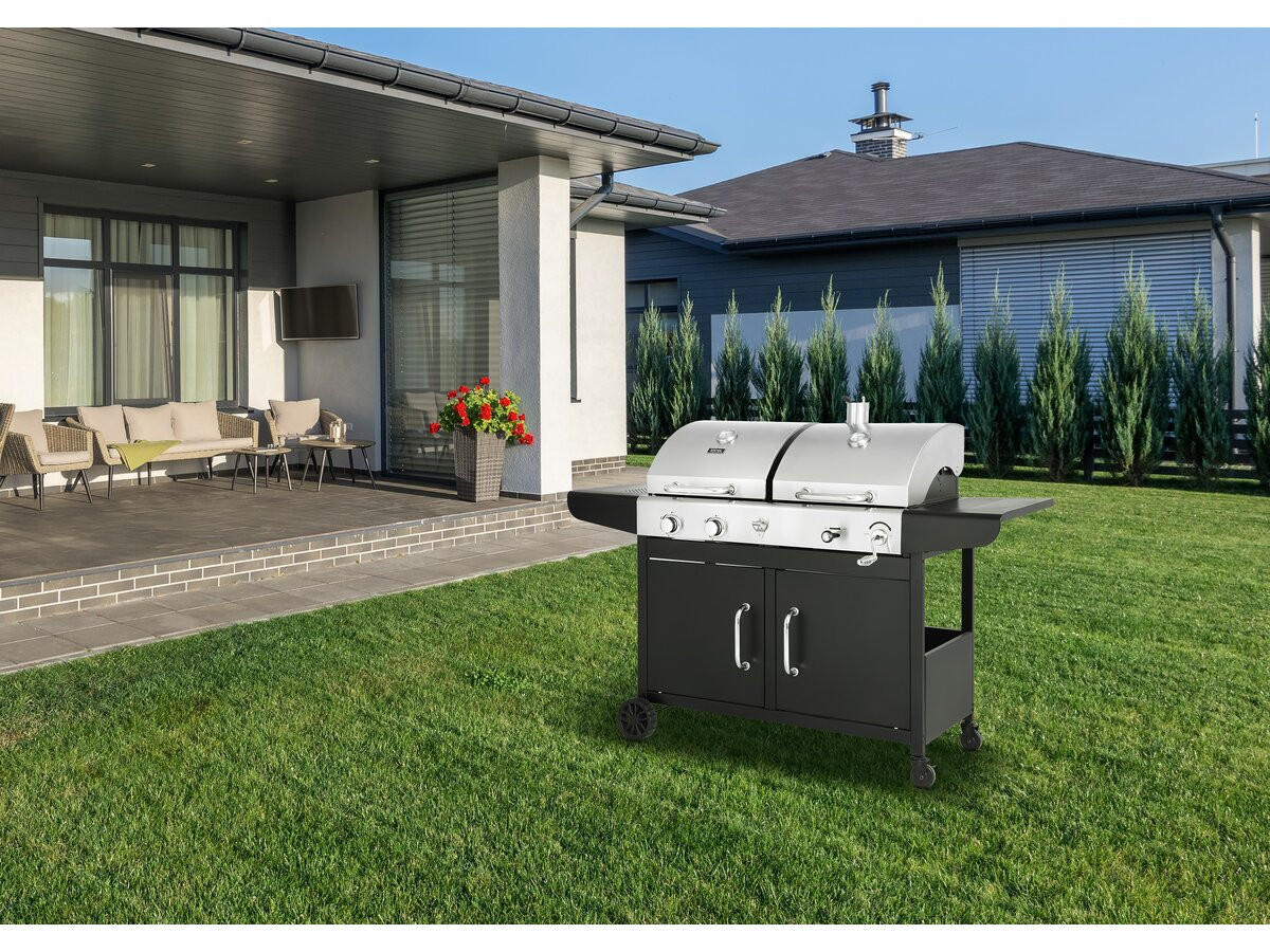 GASGRILL western Schwarz - Grau, Metall (75/123/167cm) - Habitat Garten
