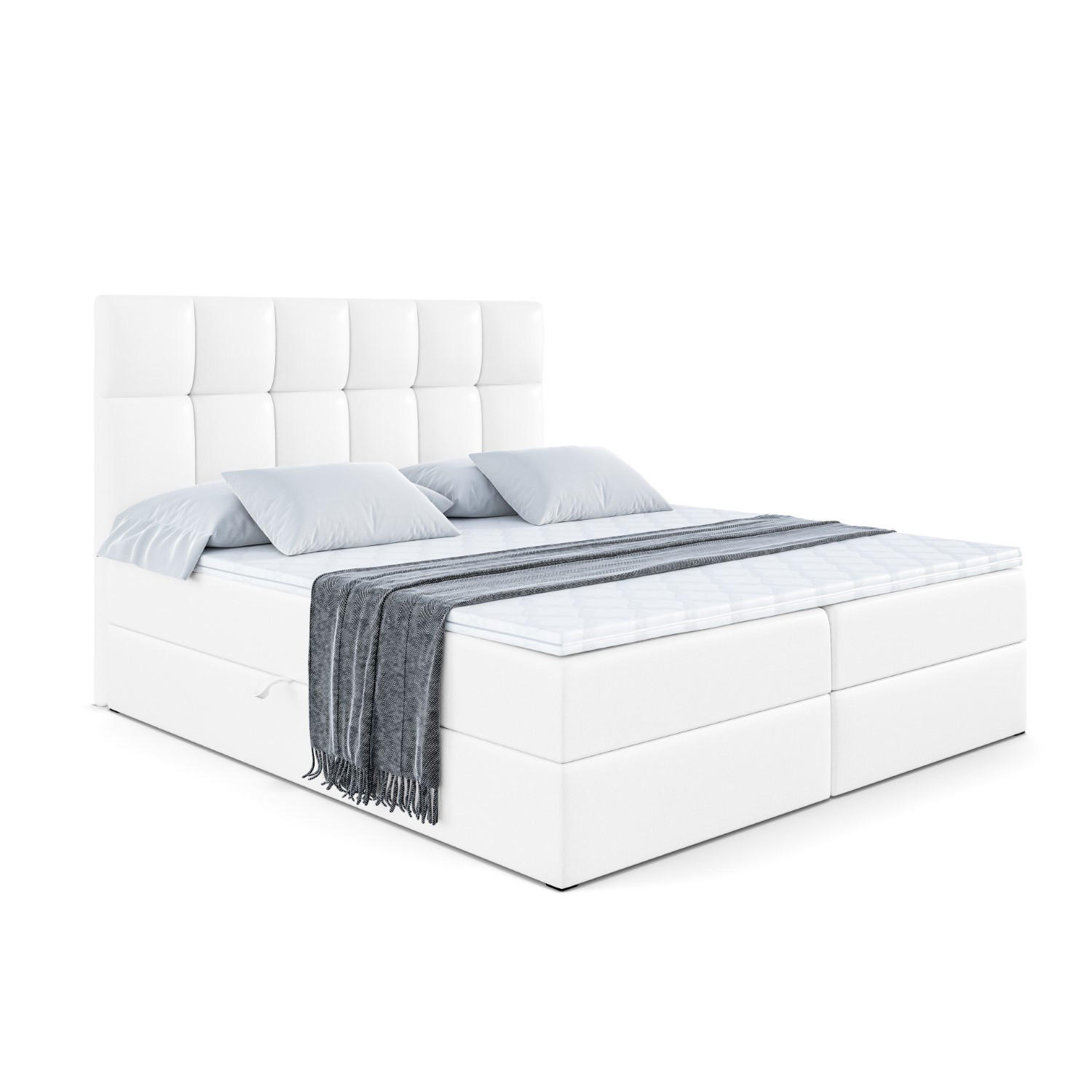 ALTDECOR AMERICKÁ postel s matrací H4 a roštem – RICAR – 180x200, vysoce lesklá bílá