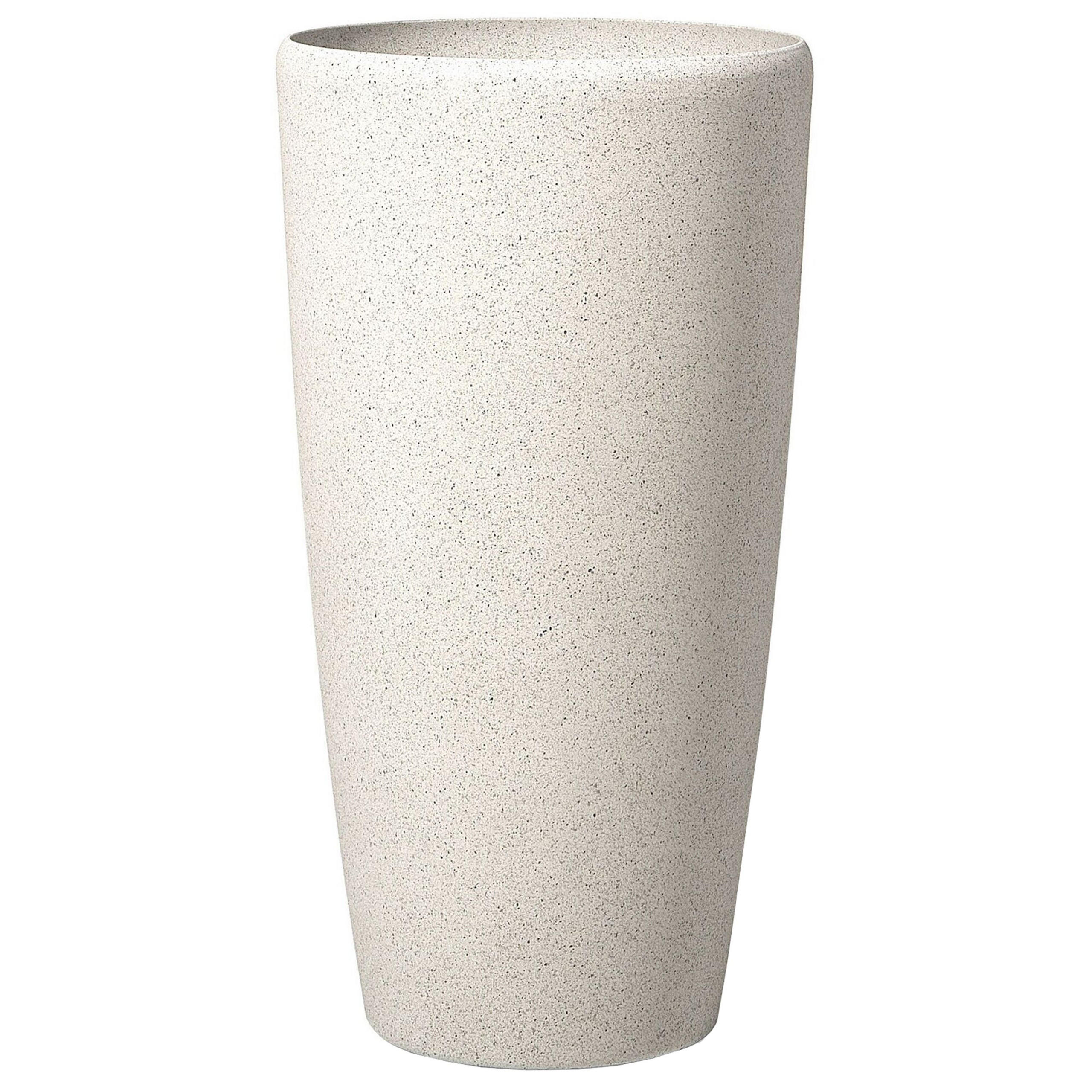 BLUMENTOPF hellbeige rund 39/39/75 cm Abdera - Beige, Stein (75cm) - Beliani