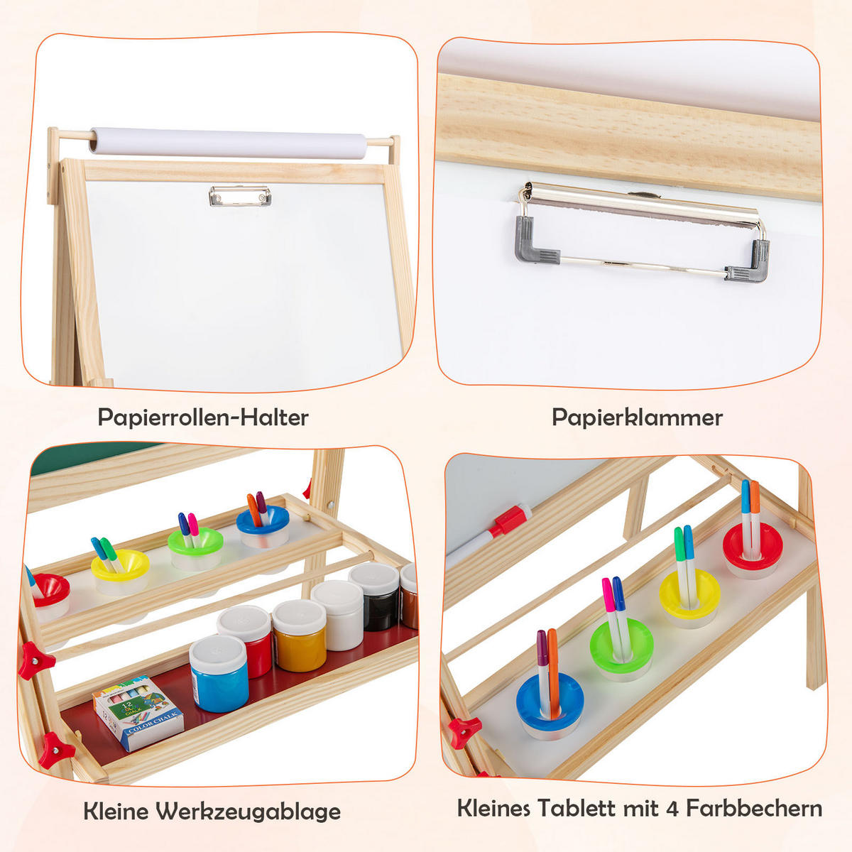 KINDERSTAFFELEI Natur - Naturfarben, Holzwerkstoff (55/115/43cm) - COSTWAY