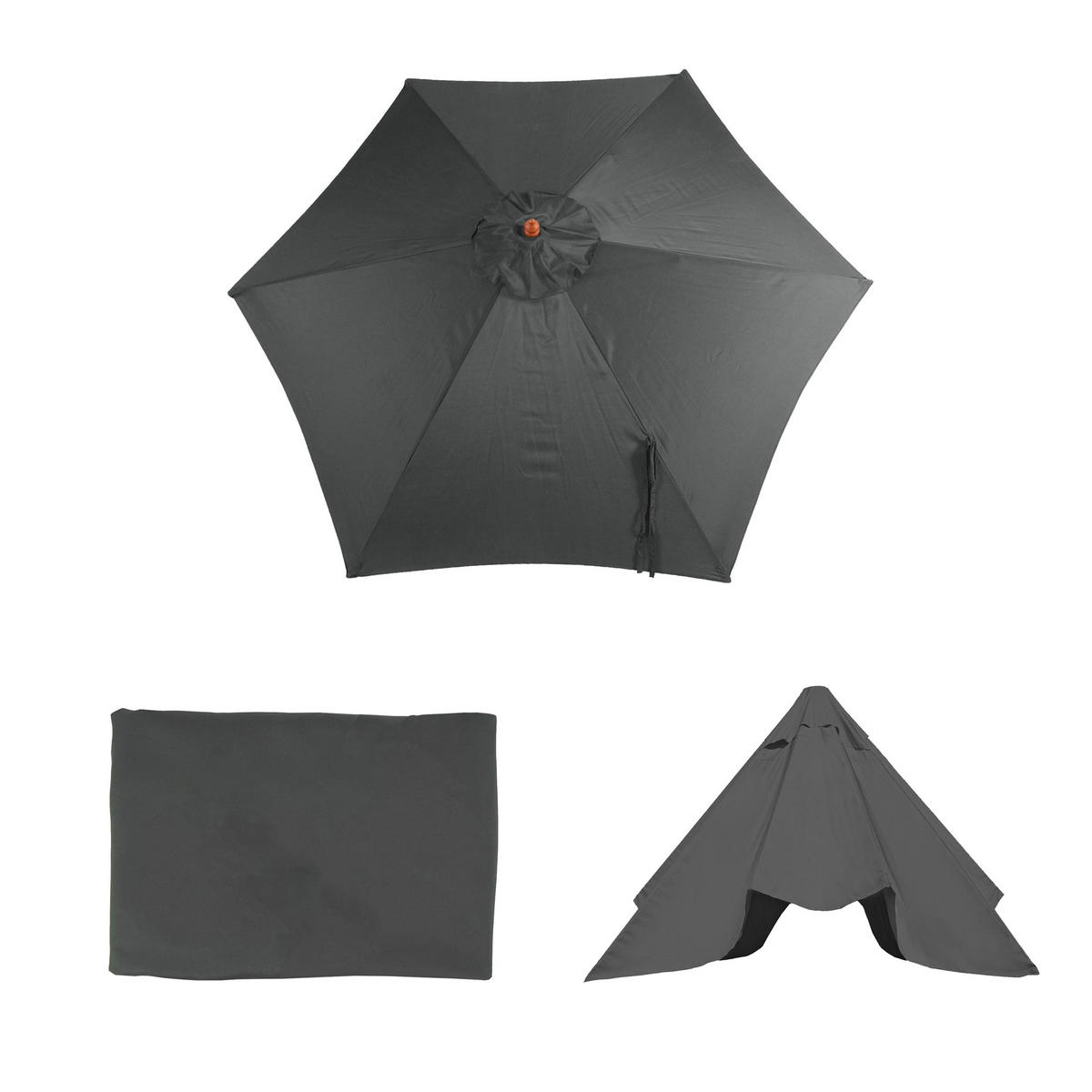 ERSATZ-BEZUG FÜR SCHIRM RUN Anthrazit - Anthrazit, Textil (290/290cm) - MCW