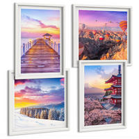 BILDER SET 4er Set - 50x50 cm & 40x60 cm Weißer Rahmen - Romantische Himmelslandschaften - Weiß, Kunststoff (50/50cm) - TULUP