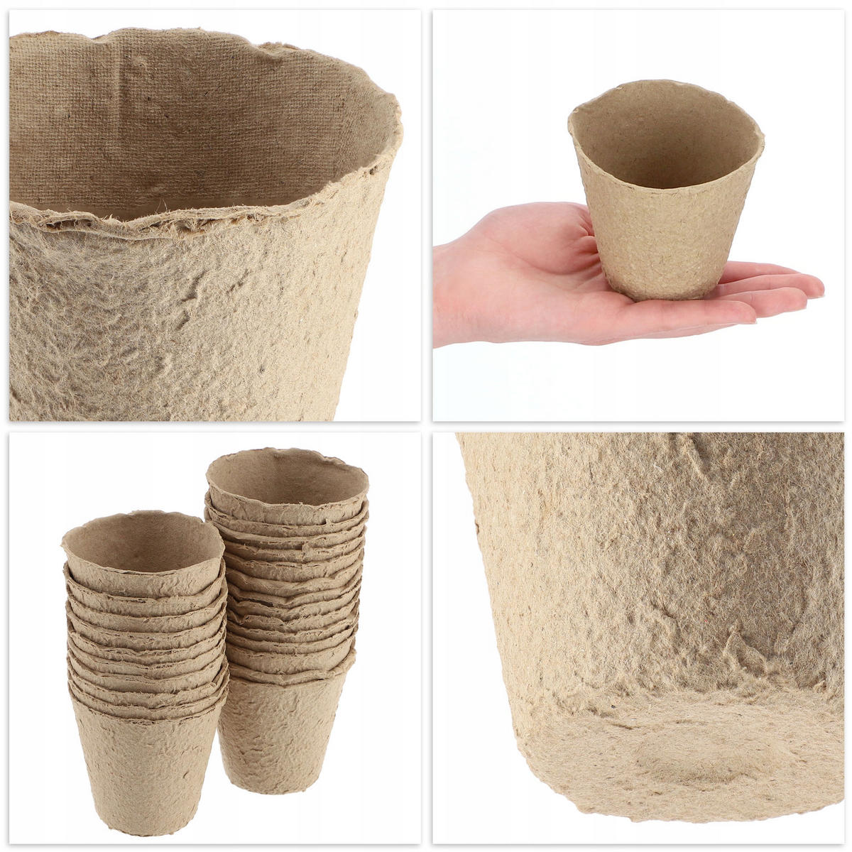 TORFTÖPFE 8 x 8 cm, 24 Stk. - Naturfarben, Naturmaterialien - KADAX