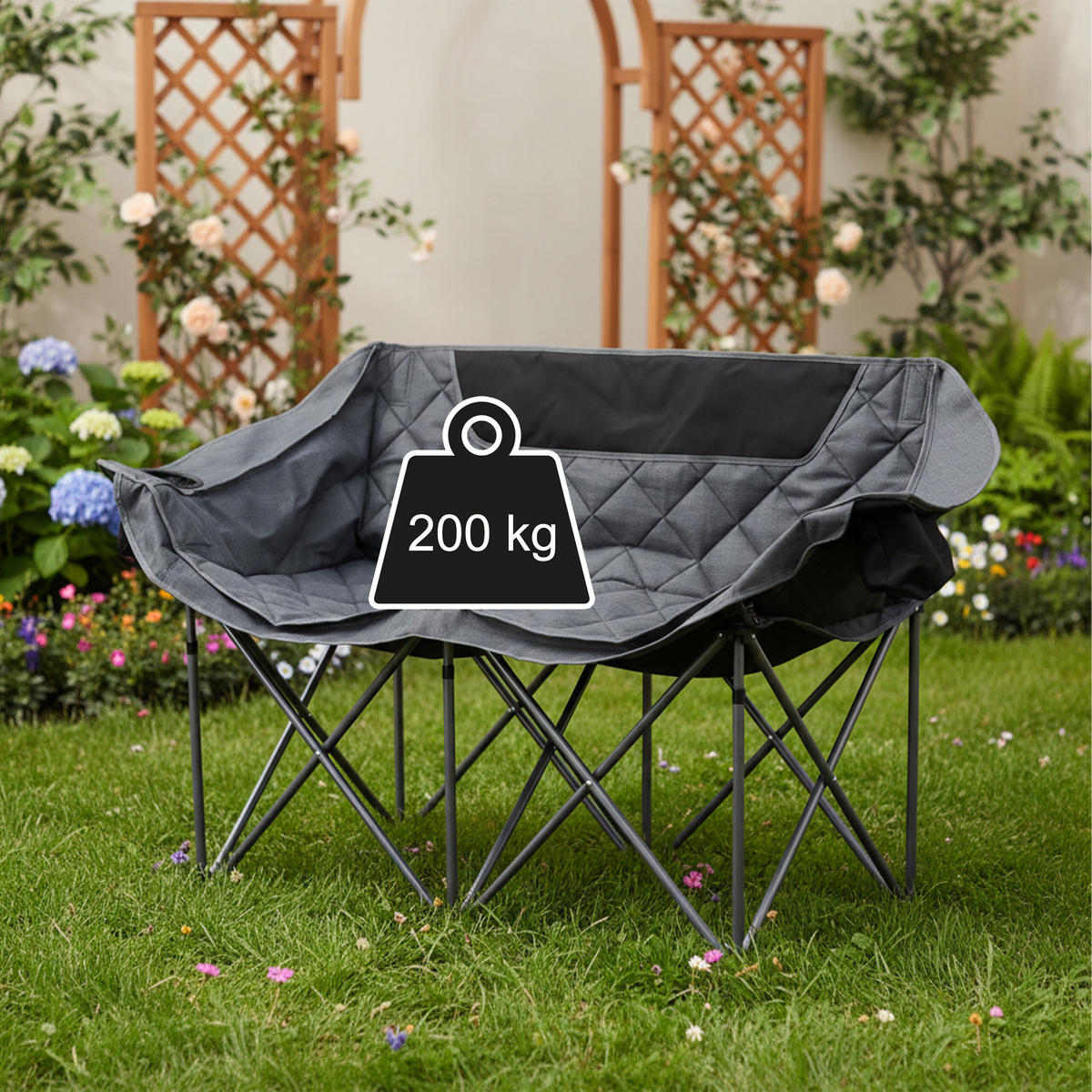 CAMPING-BANK - Grau, Textil/Metall (146/84/54cm) - Relaxdays
