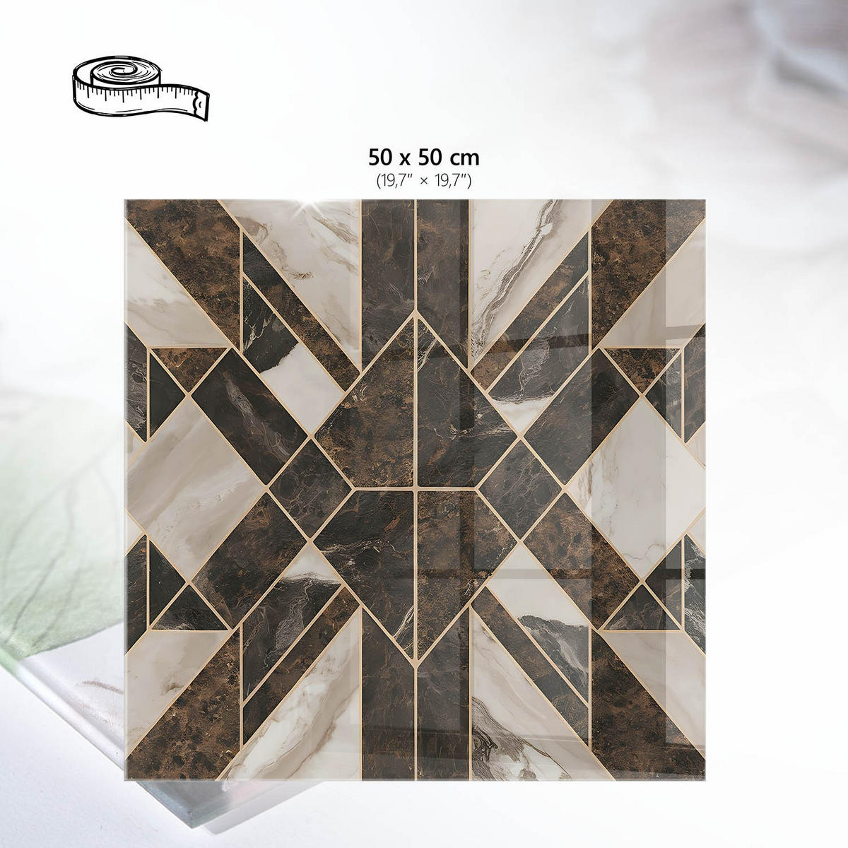 TISCHPLATTE 50x50 cm – Stilvolles Mosaik - Weiß, Glas (0.4/50/50cm) - Wallfluent