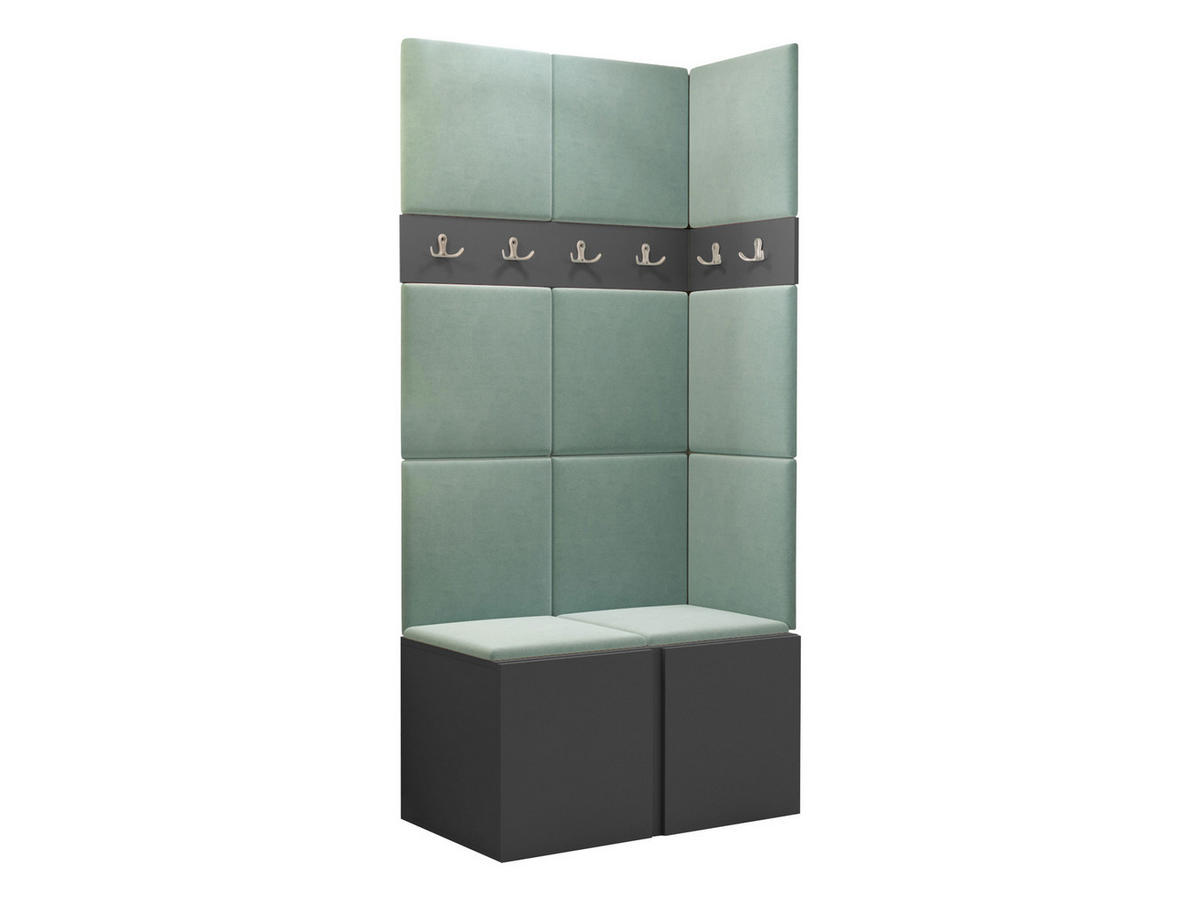 GARDEROBEN-SET Orion I - Graphitfarben/Mintgrün, Holzwerkstoff/Kunststoff (84/186/46cm) - MIRJAN24