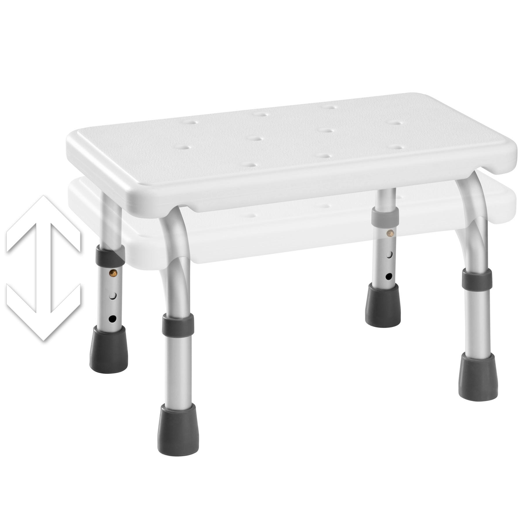 EINSTIEGSHILFE Badewanne, 41 x 26 x 21 – 26,5 cm,weiß - Weiß, Metall (26/26.5/41cm) - tectake