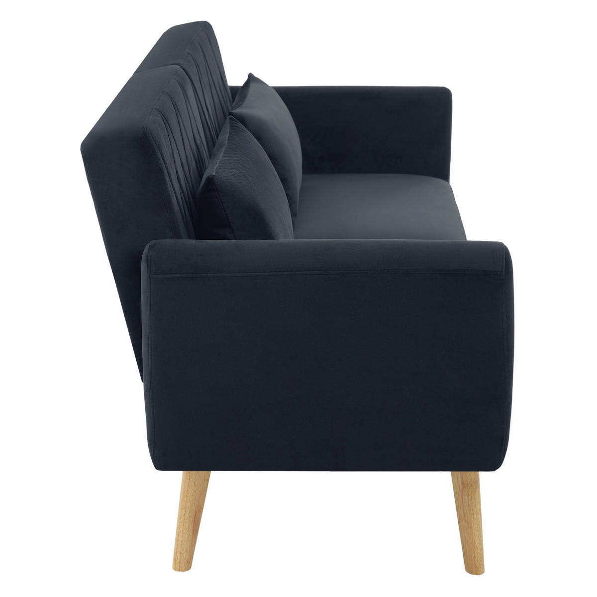 SCHLAFSOFA Samt mit geteilten Rückenlehnen und 5-fach Armlehnen Schwarz 180/75/82 cm - Schwarz, Textil (82/75/180cm) - Redom