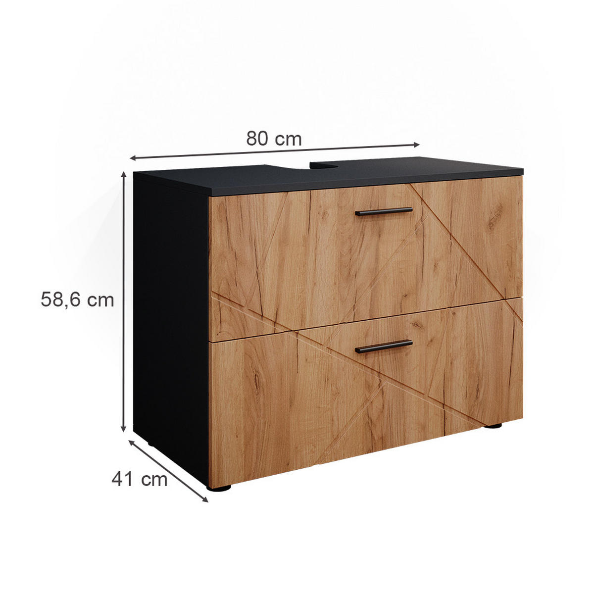 WASCHBECKENUNTERSCHRANK Irma Goldkraft Eiche/Anthrazit 80 x 58.6 cm - Anthrazit/Eiche Wotan, Holzwerkstoff (80/58.6/41cm) - Vicco