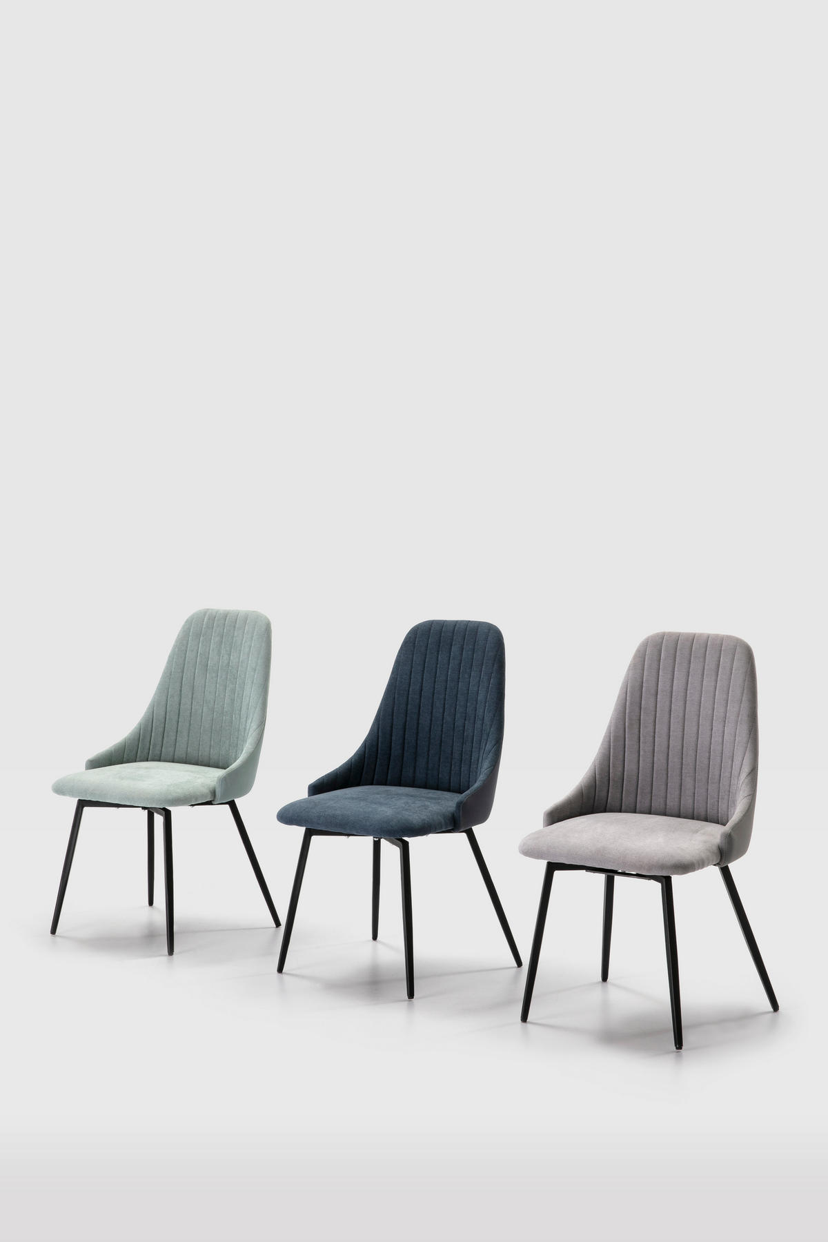 ESSZIMMERSTUHL Elma Schwarz 50/55/47 cm 2er-Set - Schwarz, Textil (55/47/50cm) - Calicosy