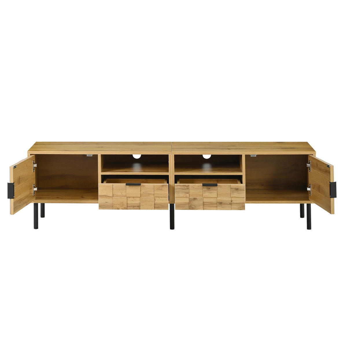 TV-LOWBOARD 160/35/42,5 cm natur schwarz aus Spanplatte mit Mosaik-Fronten - Naturfarben, Holzwerkstoff (35/42.5/160cm) - OKWISH