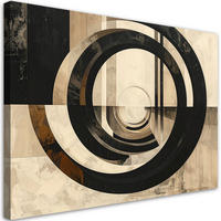 BILD auf Leinwand, Eine minimalistische Spirale in Beige- und Schwarztönen. - Beige, Textil (60/40cm) - Feeby
