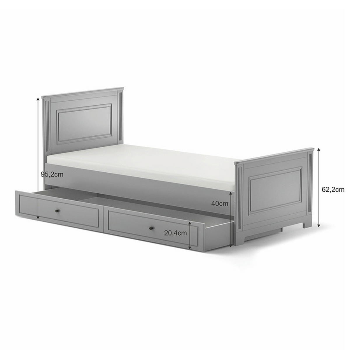 POSTEL 90/200 Grey - šedá, kompozitní dřevo (90/200cm) - Petits-meubles