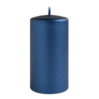 KERZE Opal Blau 7/7/10 cm Naturmaterial - Dunkelblau, Naturmaterialien (10cm) - Mondex