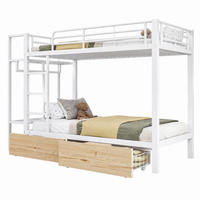 ETAGENBETT mit LED und 2 Schubladen 90x200 cm Metall Weiß - Weiß, Metall (90/200cm) - Meubliv