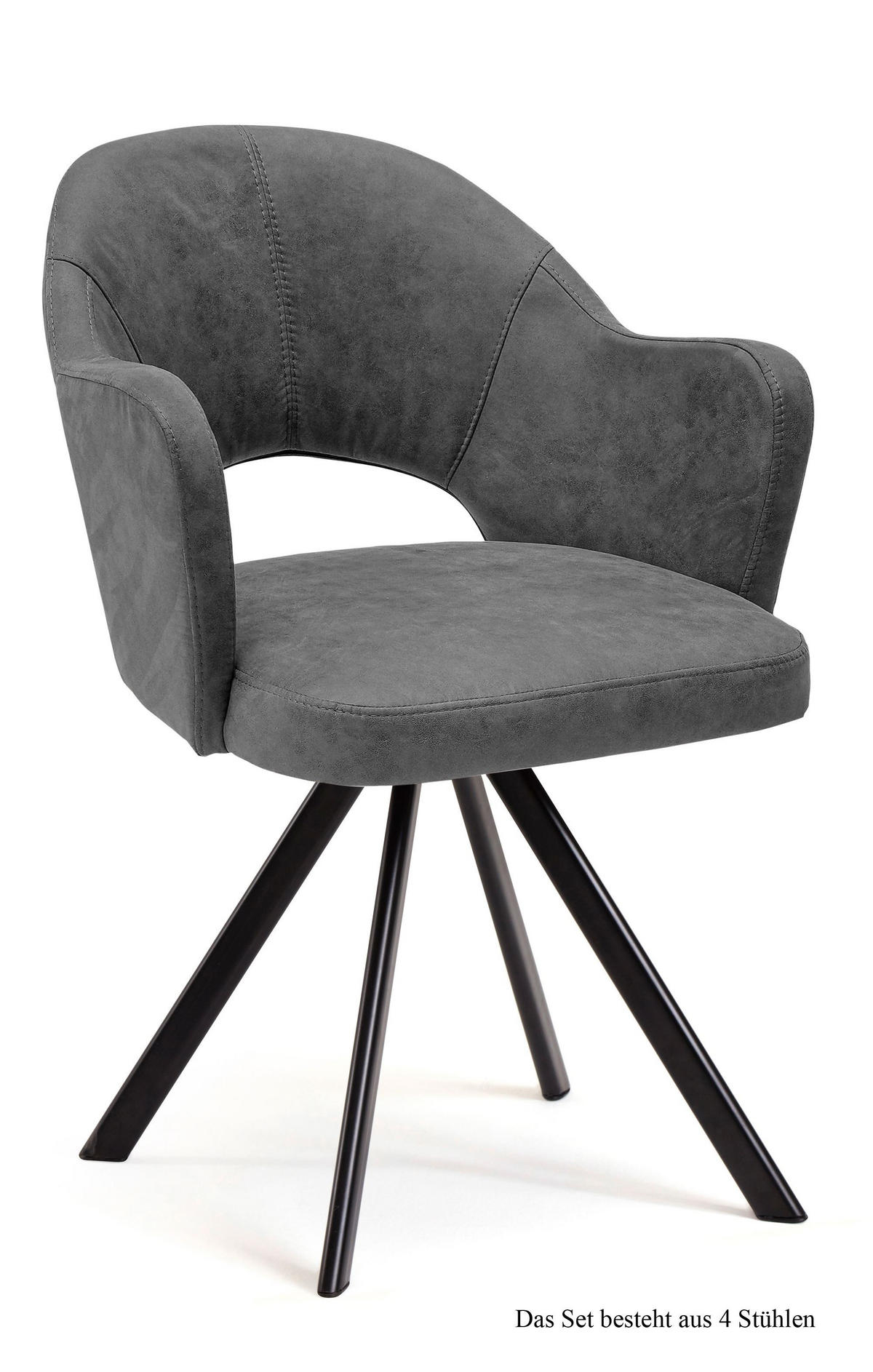 ARMLEHNSTUHL (4er-Set) Debor 59x87x61 Schwarz/Grau - Schwarz/Grau, Kunststoff (61/87/59cm) - 58aufmkessel