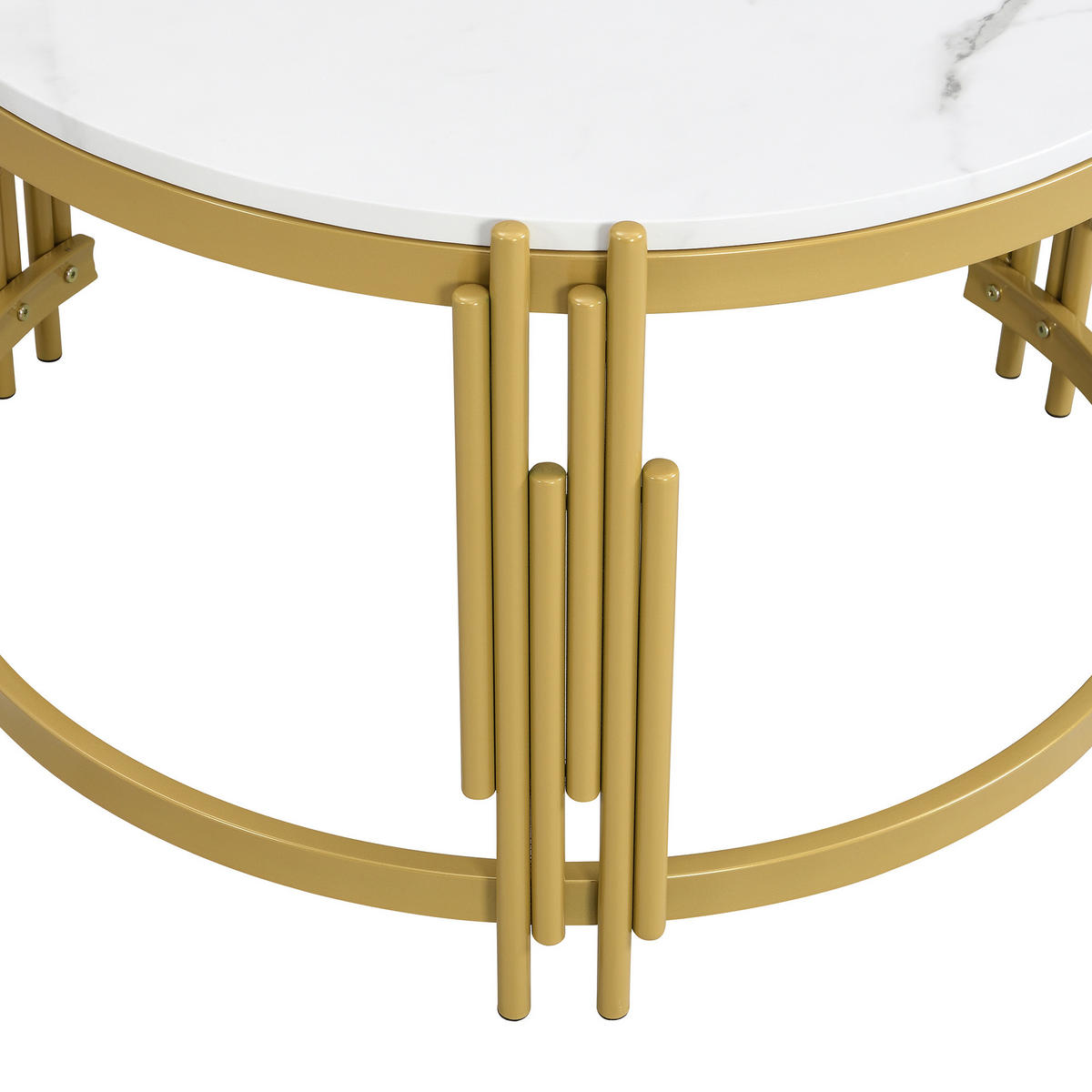 COUCHTISCH DE-031 MarbleNest 2-tlg. Weiß - Weiß, Holzwerkstoff (72/72/44cm) - ComfortXL