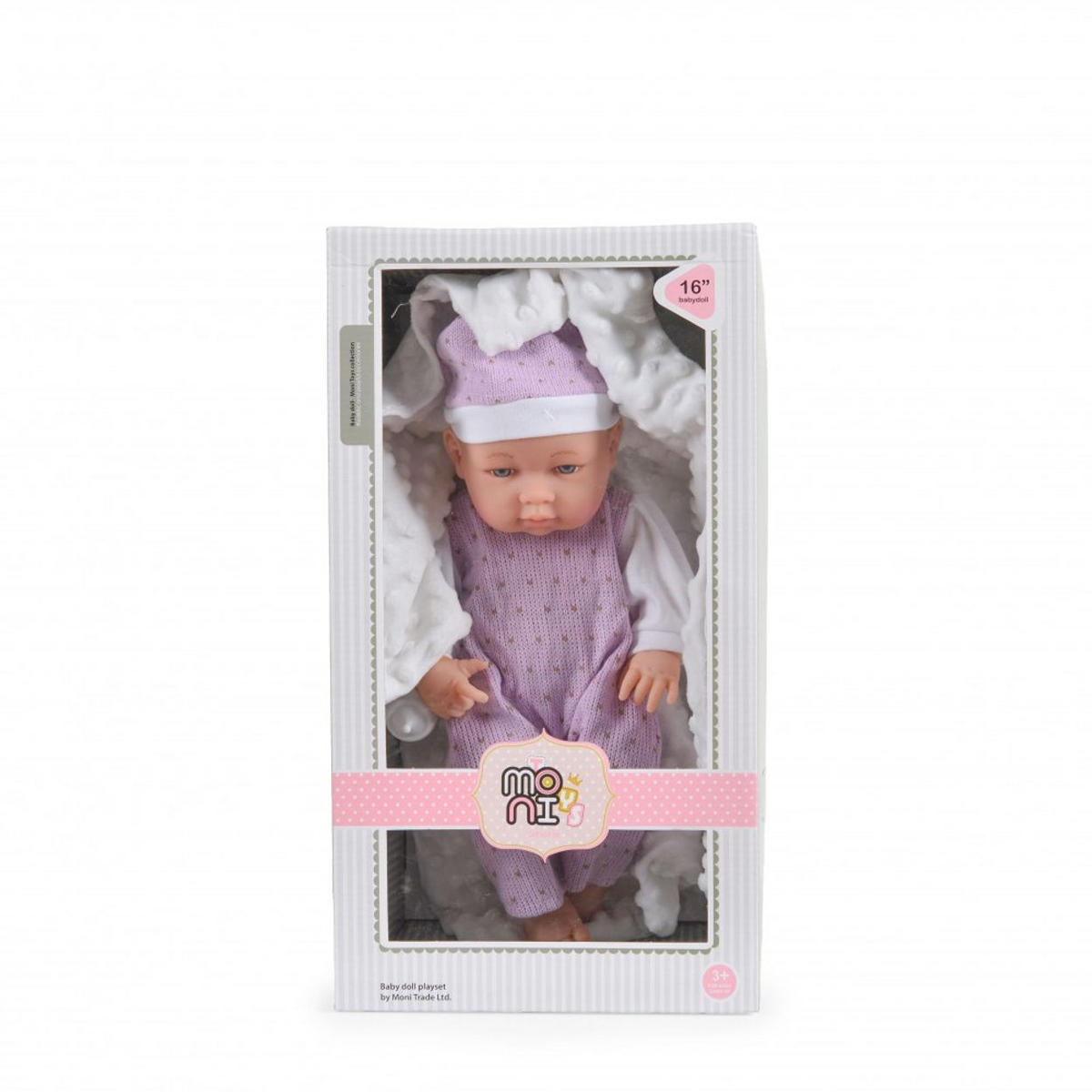 KINDERPUPPE 9303 lila 41 cm, 3-teiliges Set, Kuscheldecke, Trinkflasche, ab 3 Jahren - Violett, Kunststoff (25/15/41cm) - Moni
