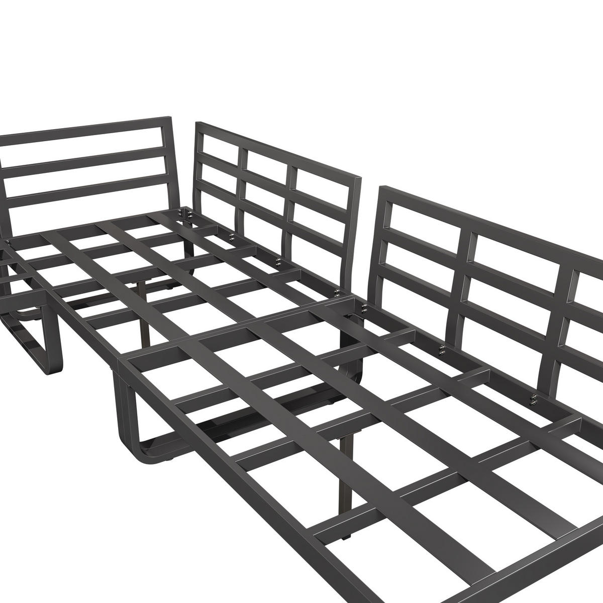 GARTENMÖBEL-SET 123,5/58/66 cm mit 2 Sofas, Sessel, 2 Tischen, verzinktem Eisen und verstellbaren Füßen, Grau - Grau, Metall - Redom