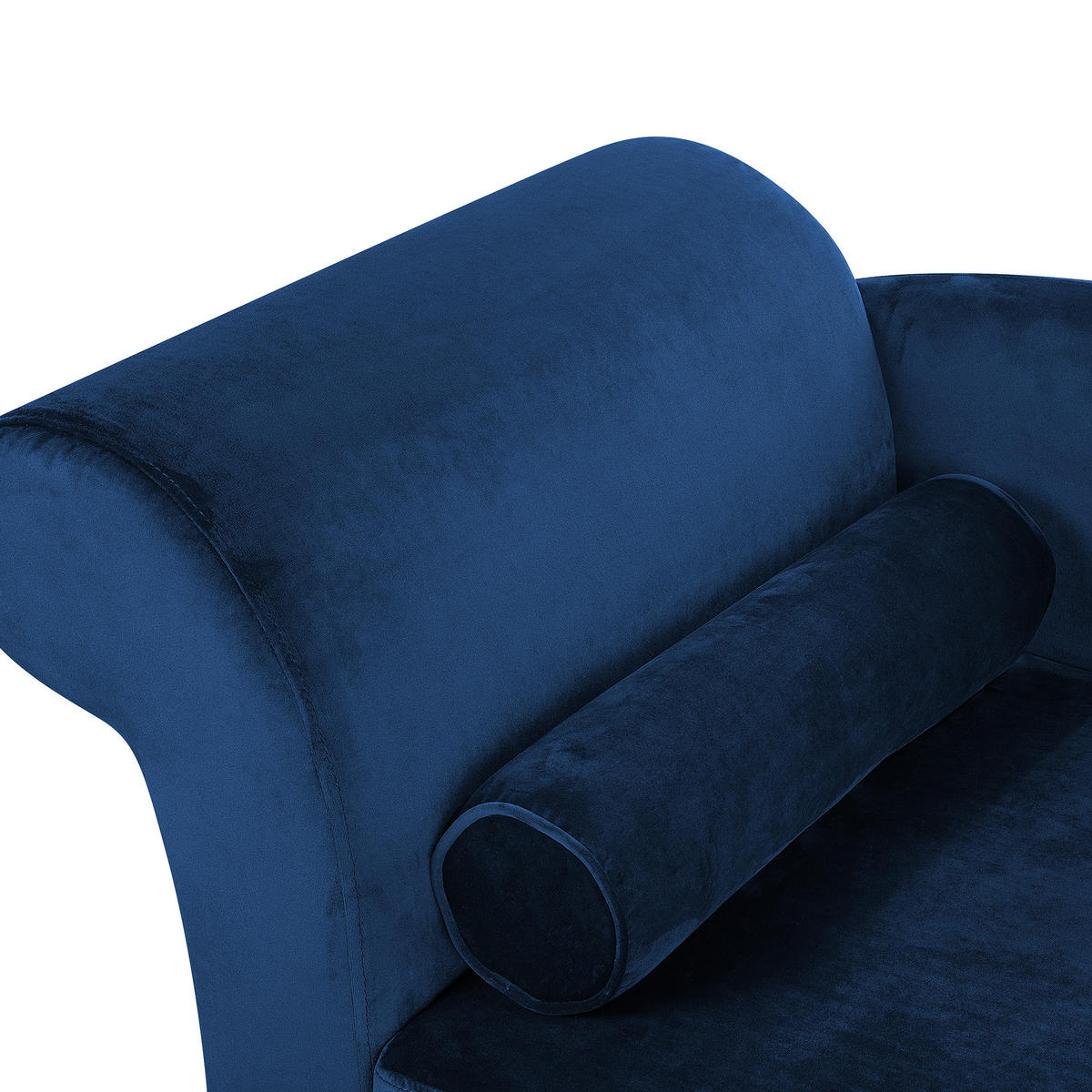CHAISELONGUE Samtstoff marineblau linksseitig Luiro - Blau/Dunkelbraun, Textil (160/77/70cm) - Beliani