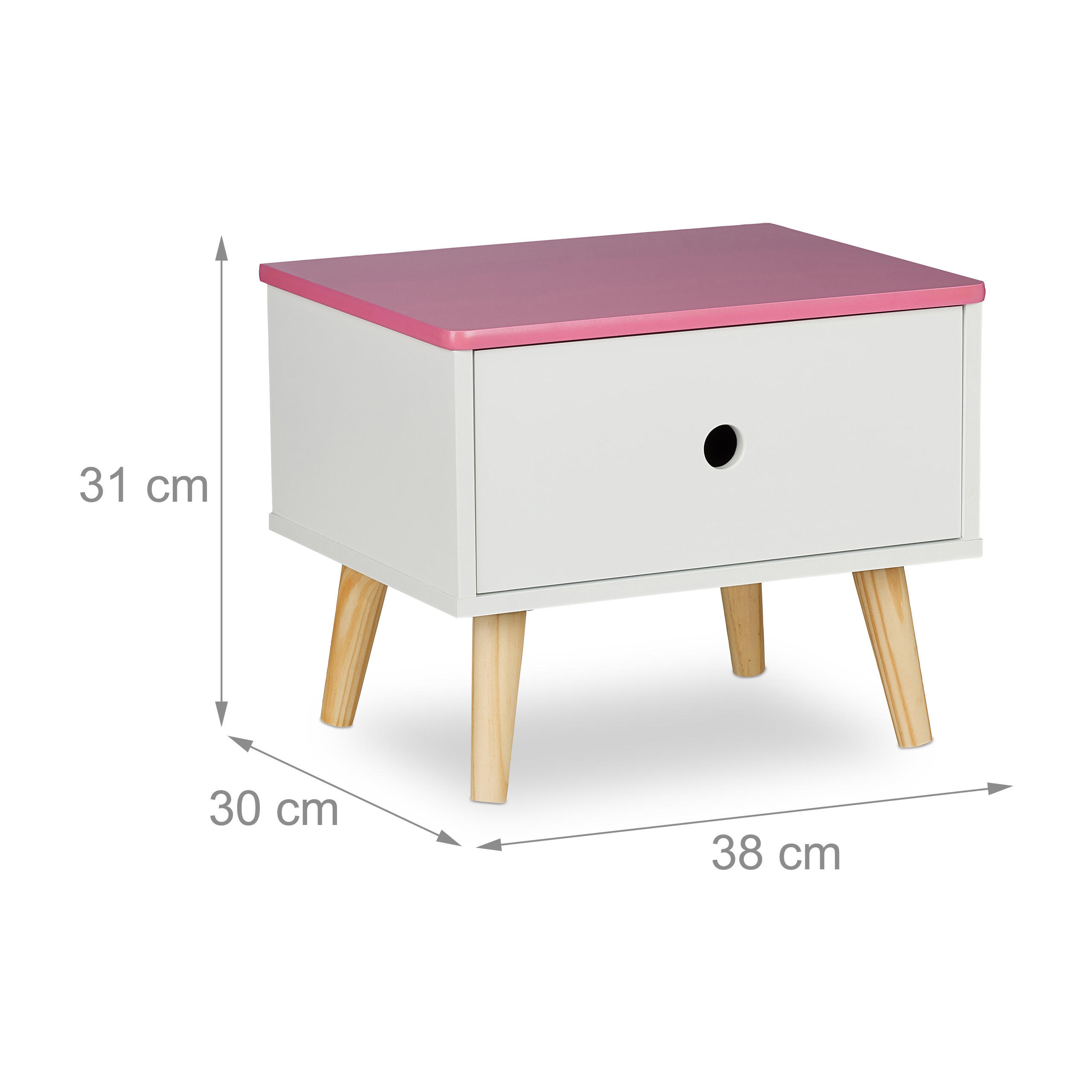 Thumbnail - Relaxdays Kinder-Nachttisch, Mehrfarbig, Holzwerkstoff, Holz, 38x31x30 cm, Schlafzimmer, Nachttische