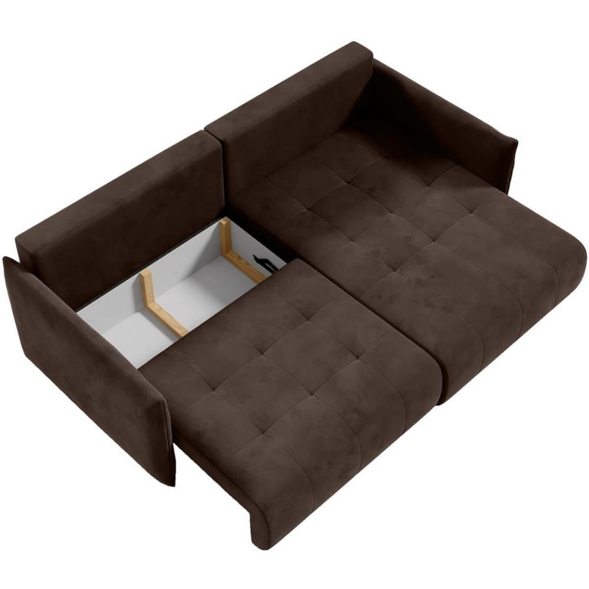 ECKSCHLAFSOFA Henry Mini braun rechts - Schwarz/Braun, Kunststoff/Textil (221/153cm) - Beautysofa