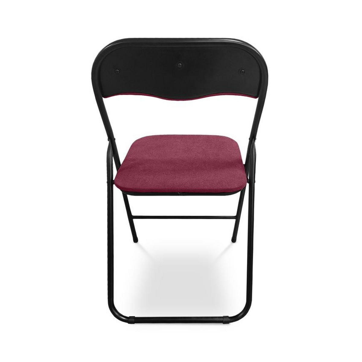 KLAPPSTÜHLE 6er-Set gepolstert, schwarzer Stoff und schwarze Metallbeine - Greta - Bordeaux/Schwarz, Textil/Metall (44/78/46cm) - Sicaan