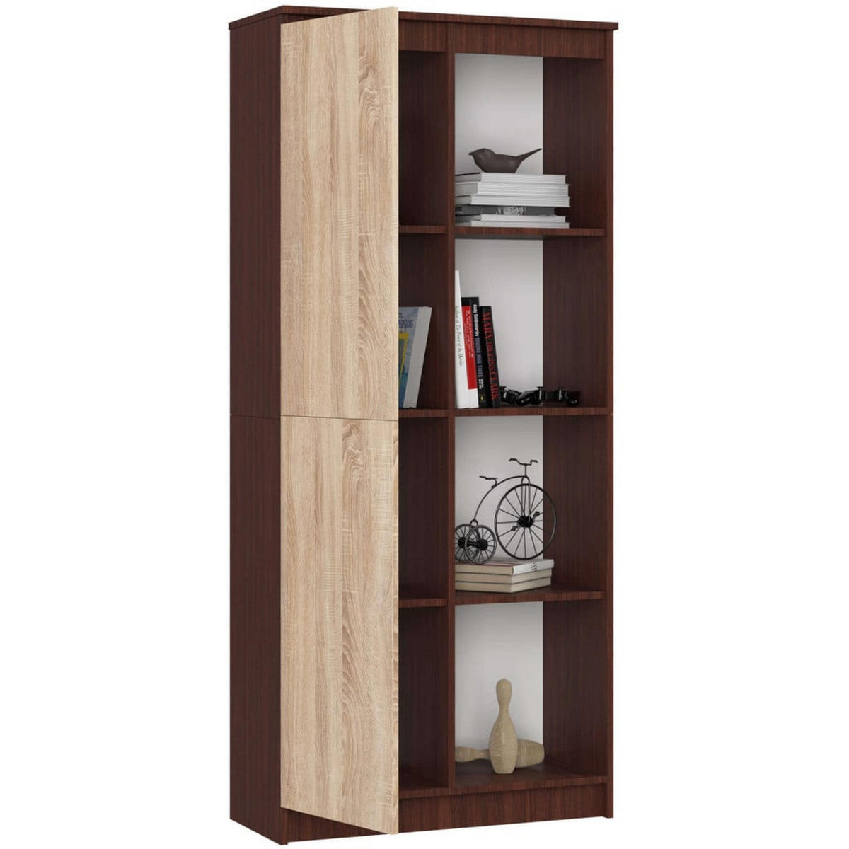 STANDREGAL Dunkelbraun, Eiche Sonoma 180/80/35 - Dunkelbraun, Holzwerkstoff (80/180/35cm) - RAUMHIRSCH FURNITURE