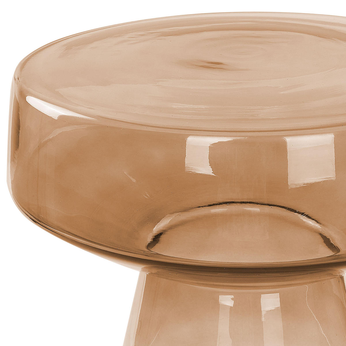 BEISTELLTISCH Rauchglas goldbraun rund 37 cm Laguna - Braun, Glas (37/37/43cm) - Beliani