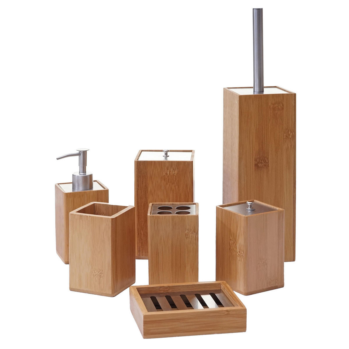 BADSET Braun 7er-Set - Braun, Holz (13/38/10cm) - MCW