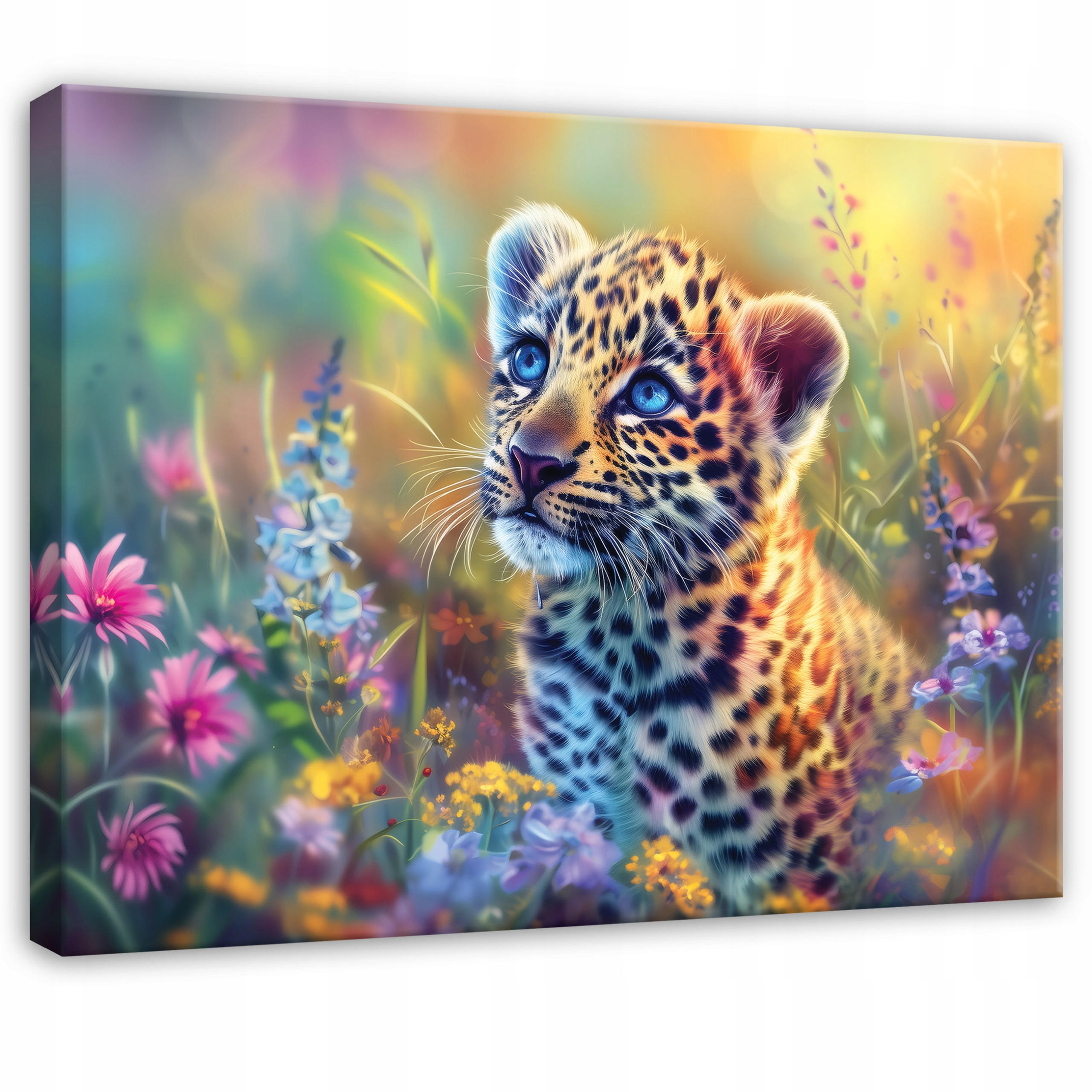 LEINWANDBILD Tiere Panther Bunt 120x80 cm - Multicolor, Holzwerkstoff (120/80cm) - Wallarena