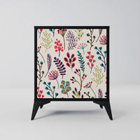 SIDEBOARD AUTUMN SUNDRIES, Schwarz, 57,5x42x70,5 cm, Schwarze Metall-Sternfüße - Multicolor/Schwarz, Holzwerkstoff/Metall (57.5/70.5/42cm) - SpaceRebels