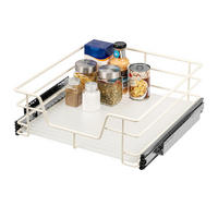 TELESKOPSCHUBLADE für 45 cm Schrank mit Einlegeboden, aus Metall, cremeweiß - Creme, Metall (42/14/44cm) - bremermann