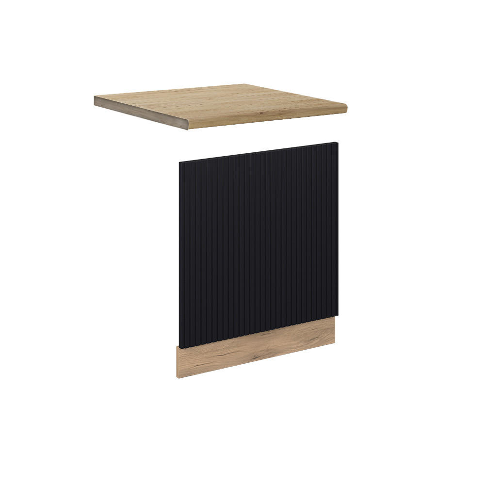 FRONTBLENDE Fame-Line, Schwarz gestreift, 60 cm, AP Eiche - Eiche Wotan/Schwarz, Holzwerkstoff (60/67.4/1.6cm) - Vicco