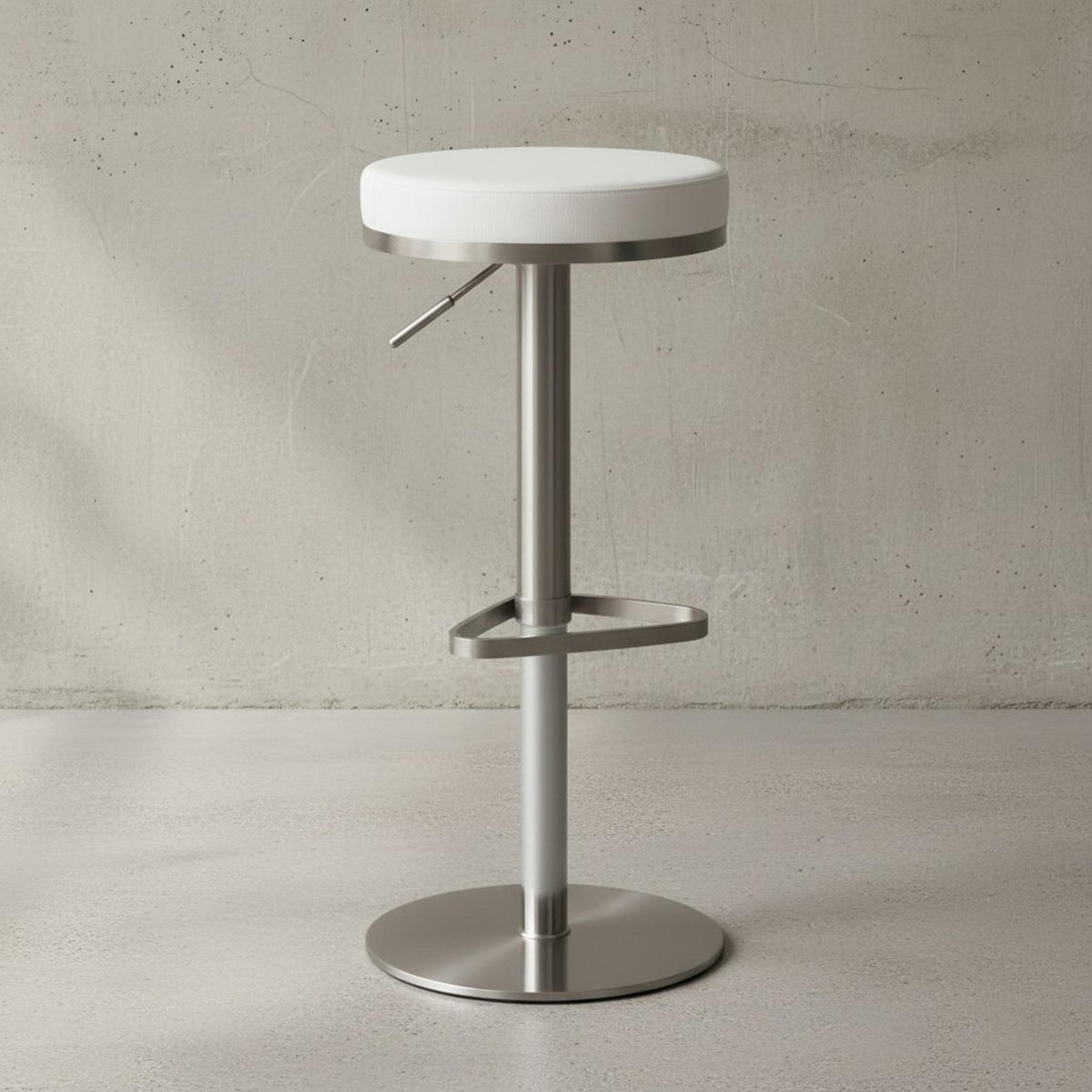 BARHOCKER Höhenverstellbar Gepolstert Triangel-Fußablage ELBE, Weiß 38x38x82 cm - Silberfarben/Weiß, Kunststoff/Textil (38/82/38cm) - KADIMA DESIGN