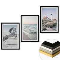 WANDBILDER 3er-Set - 40x60 cm Schwarzer Rahmen - Pferde, Strand, Leuchtturm, Wellen - Schwarz, Kunststoff (40/60cm) - ArtPrintCave