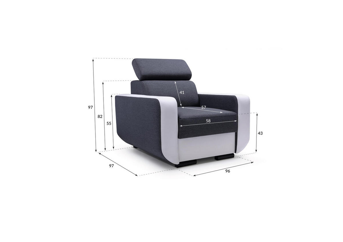 SESSEL ITERO, Polstersessel Klassisch Loungesessel, Geflochtener Stoff Grau - Grau, Holz/Holzwerkstoff (96/97/97cm) - MASSENO