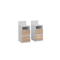 NACHTTISCH Monty Weiß/Sonoma 25 x 59.1 cm 2er Set - Weiß/Sonoma Eiche, Holzwerkstoff (25/59.1/32.3cm) - Vicco