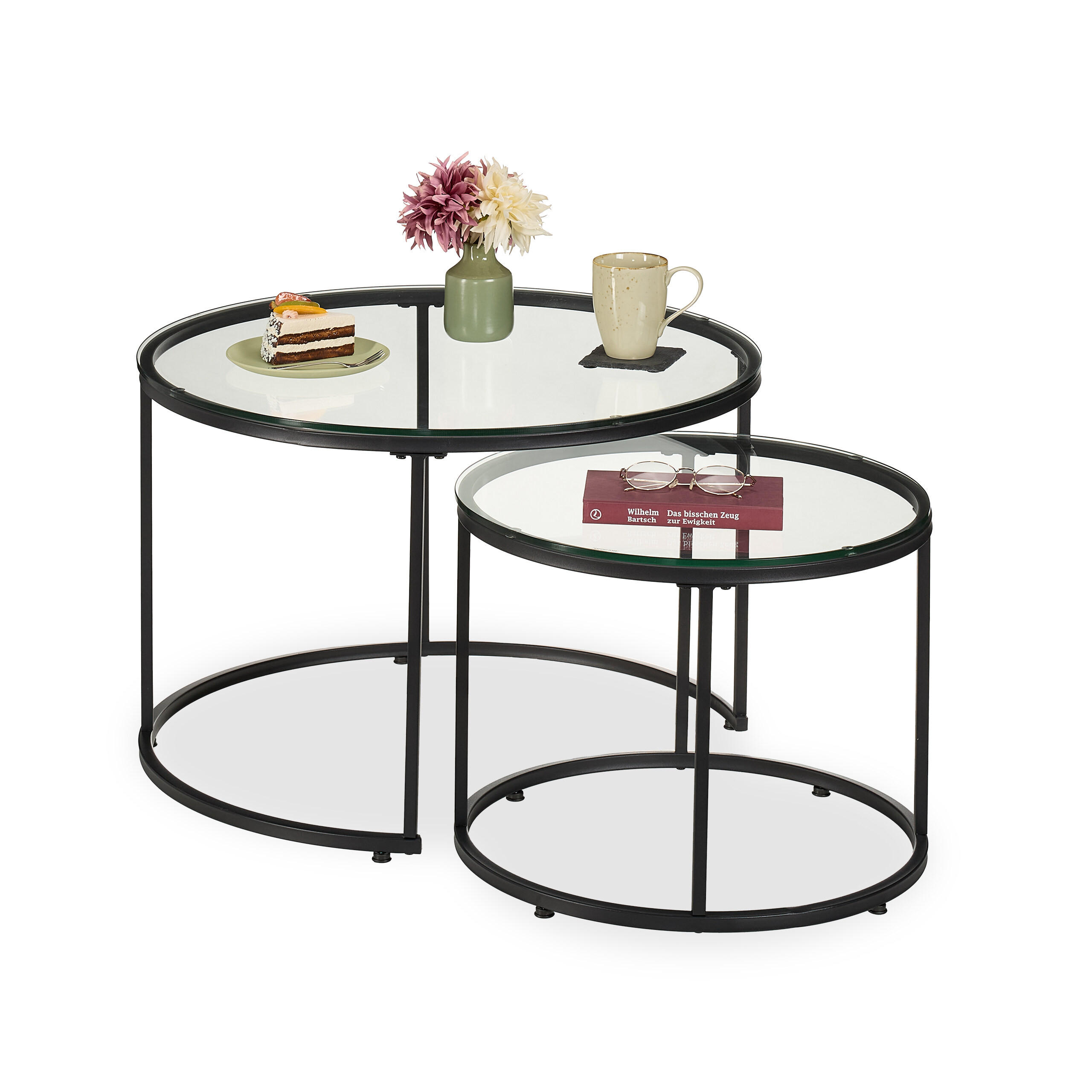 2-TLG.SATZTISCH-SET - Multicolor, Glas/Metall (70/70/45cm) - Relaxdays