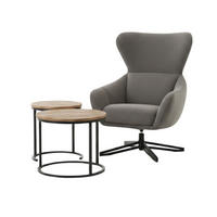 MÖBELSET Couchtisch Fermo und Ohrensessel Marconia dunkelgrau - Dunkelgrau/Schwarz, Holz/Textil (58/45/58cm) - bene living