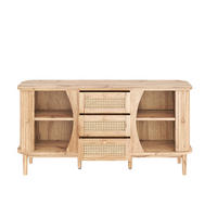 KOMMODE 140,5/40/76 cm mit 3 Schubladen und Rattanfronten - Naturfarben, Holzwerkstoff (140.5/40/76cm) - BEAOK