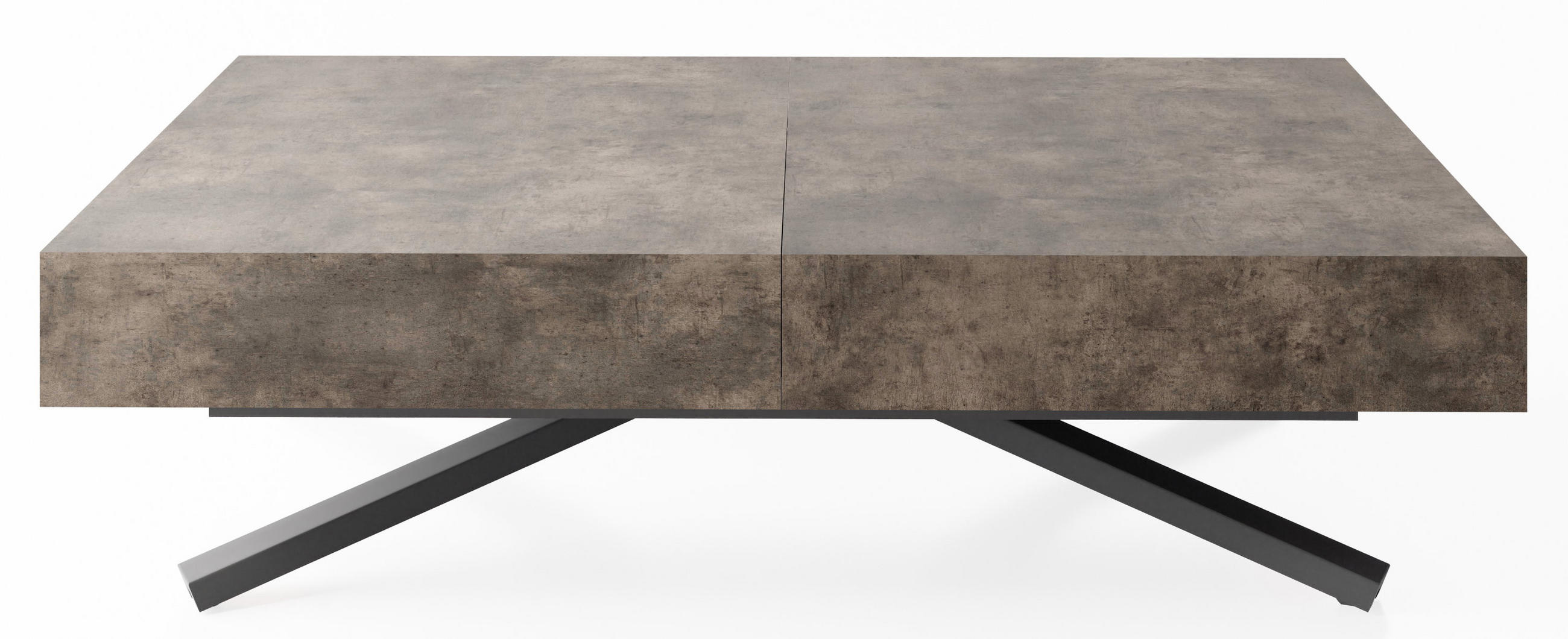 WFL GROUP KONFERENČNÍ STOLEK Cavetta X Výškově Nastavitelný a Rozkládací s Černou Kovovou Podnoží, Tmavě šedý Chicago Beton 120-200/80/27-76 cm