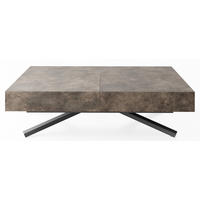 COUCHTISCH Cavetta X höhenverstellbar ausziehbar, Dunkelgrauer Chicago Beton 120-200/80/27-76 cm - Dunkelgrau/Schwarz, Holzwerkstoff/Metall (80/200/76cm) - WFL GROUP
