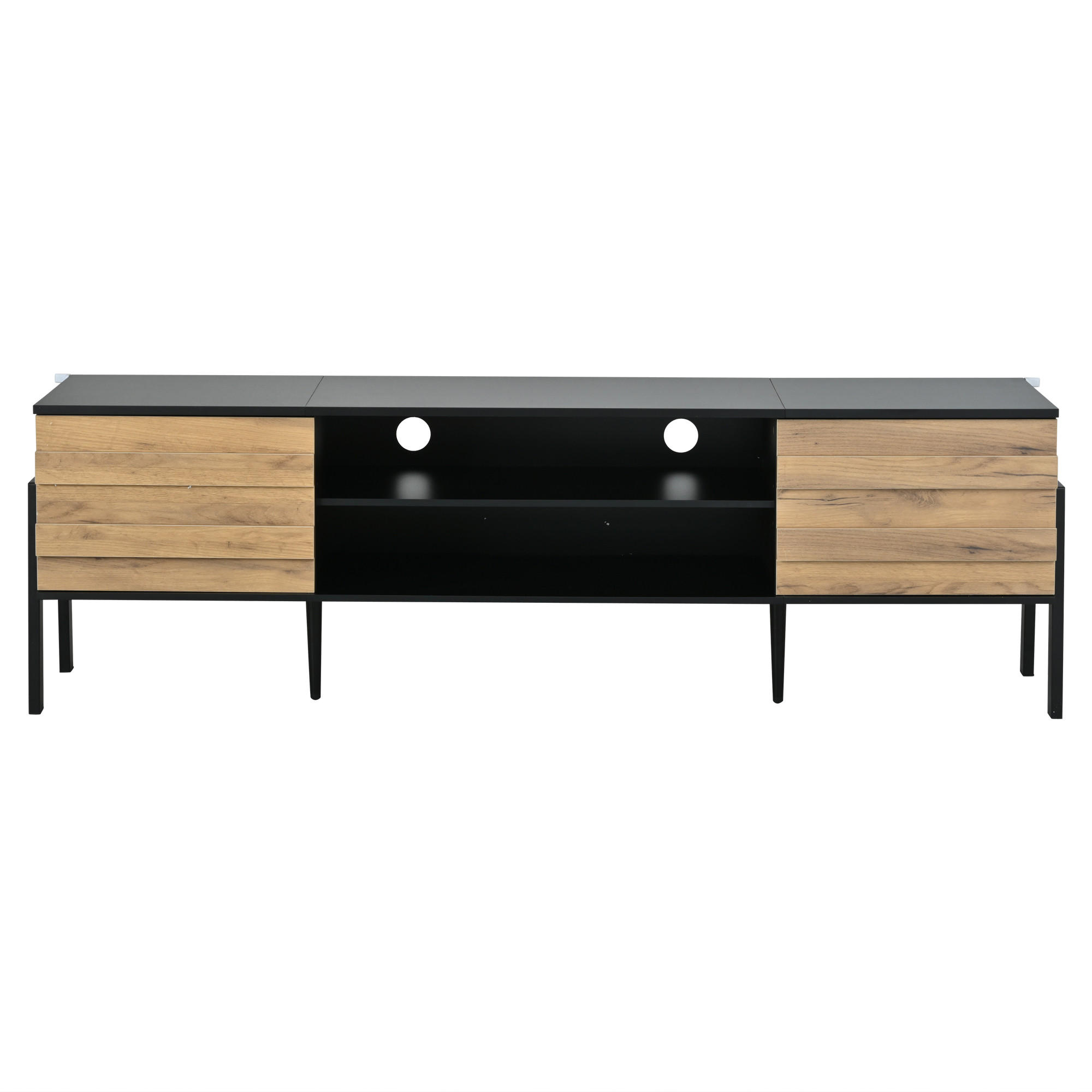 TV-LOWBOARD Balance Schwarz 175/39.5/53 cm - Schwarz, Holzwerkstoff (175/53/39.5cm) - PANGIVO