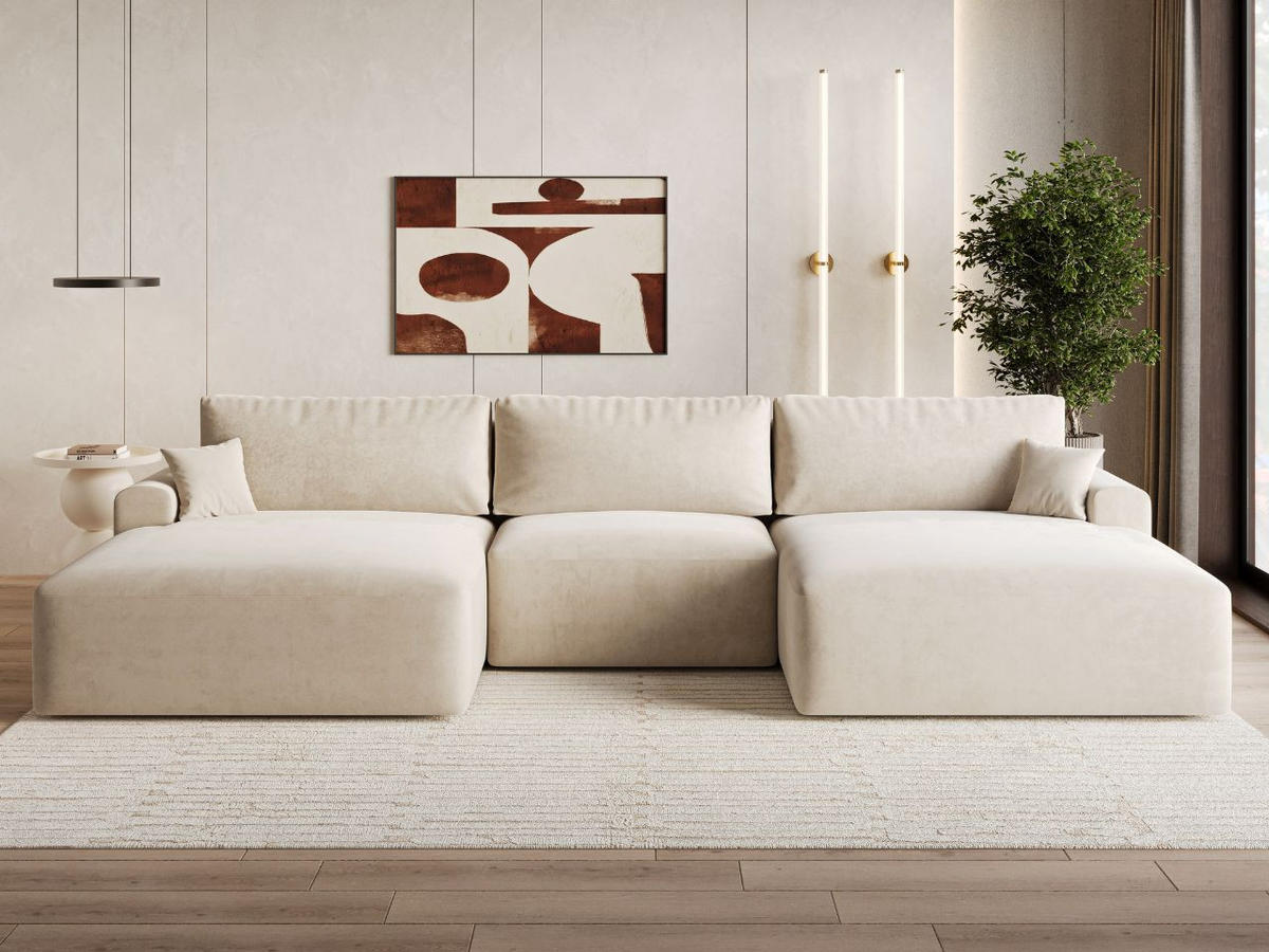 ECKSOFA U Serene Beige - Beige, Holz/Textil (391/145cm) - Graingold