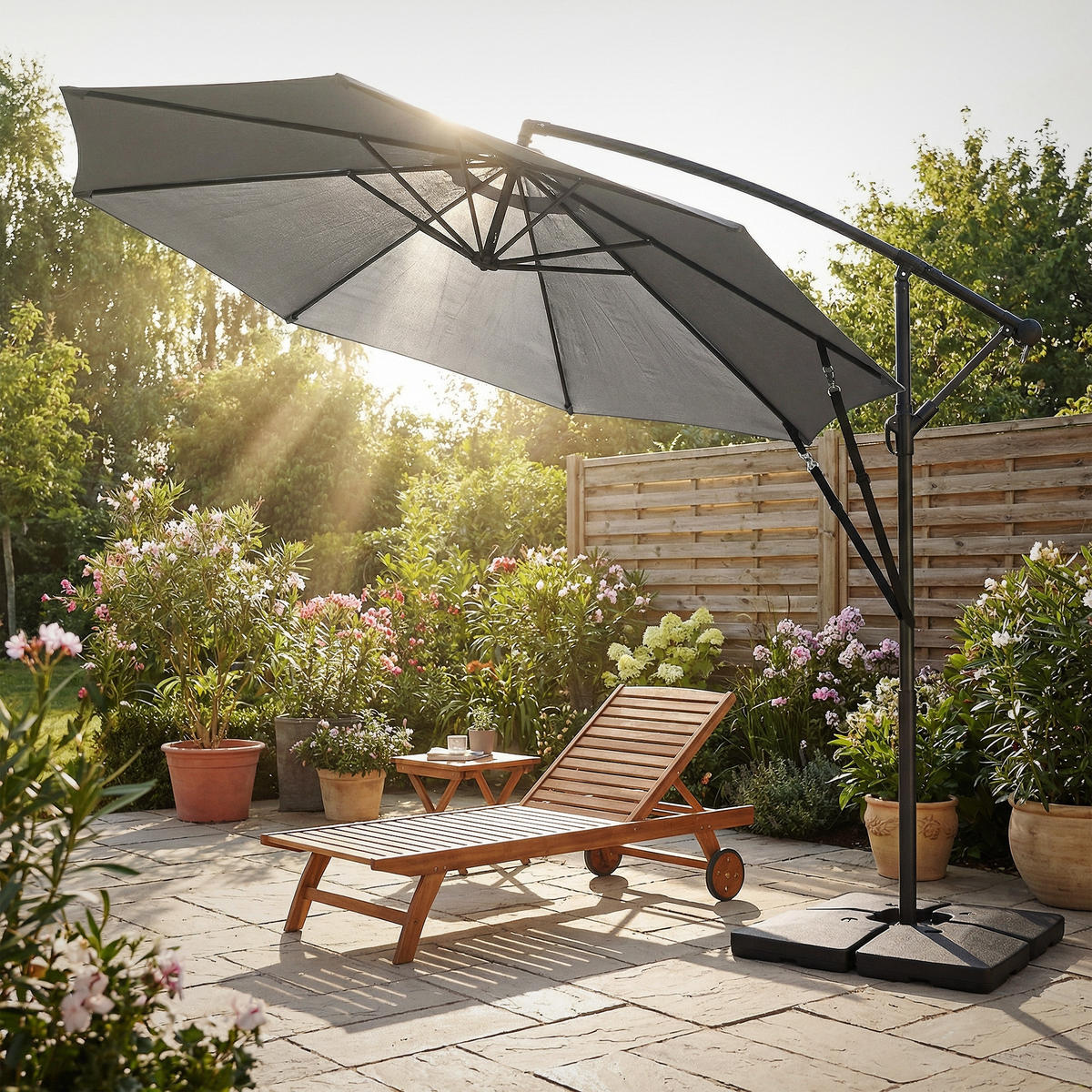 AMPELSCHIRM Ø 300 cm in Anthrazit aus Aluminium - Anthrazit, Metall (300/300cm) - ML-DESIGN