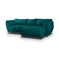 ECKSOFA VESTANO R-S Blau Velours-Stoff mit Schlaffunktion - Blau, Holz (287/182cm) - MASSENO