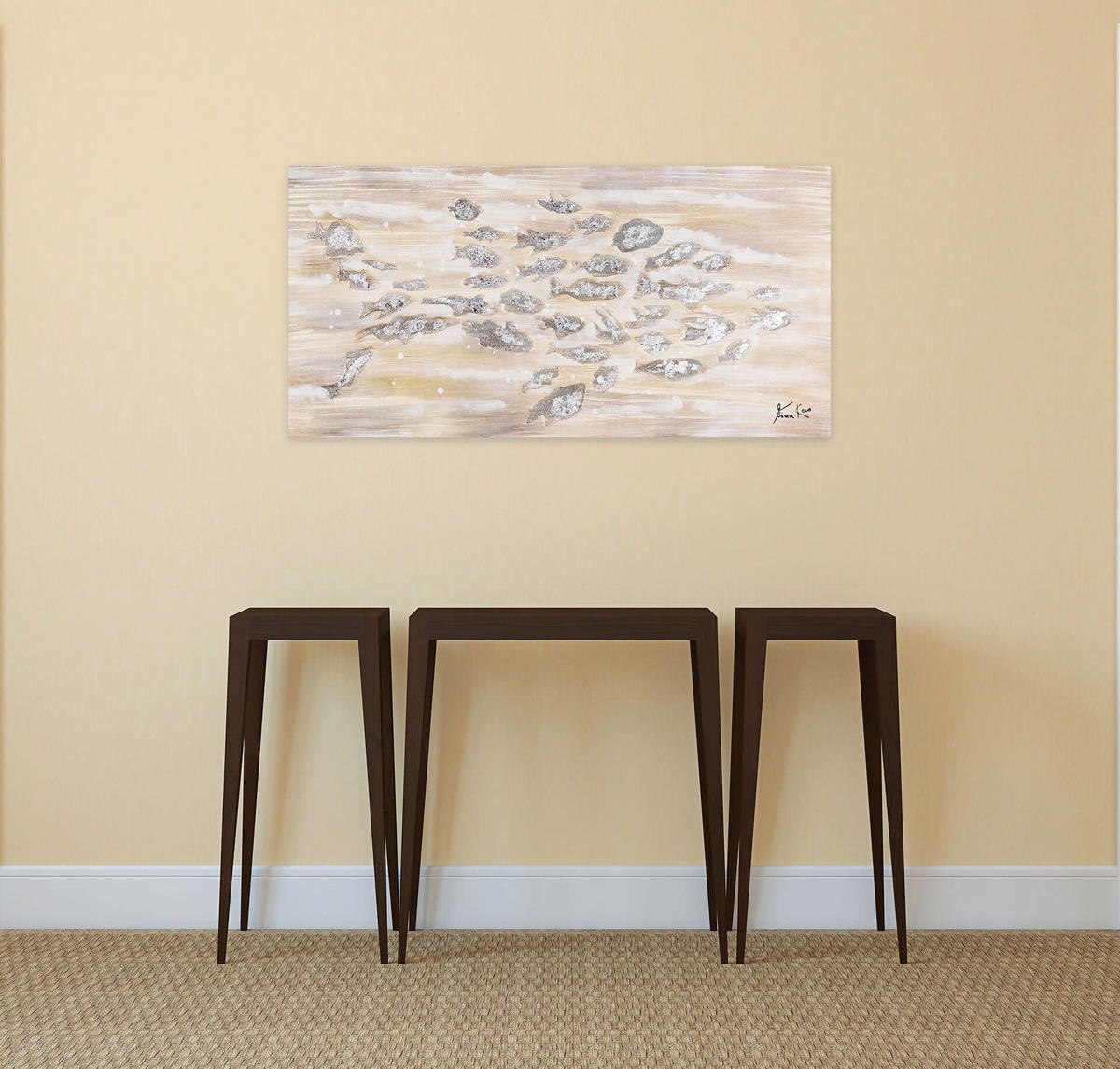 ACRYLBILD HANDGEMALT 100/50 cm - Beige, Holz/Textil (1.44/50cm) - KUNSTLOFT